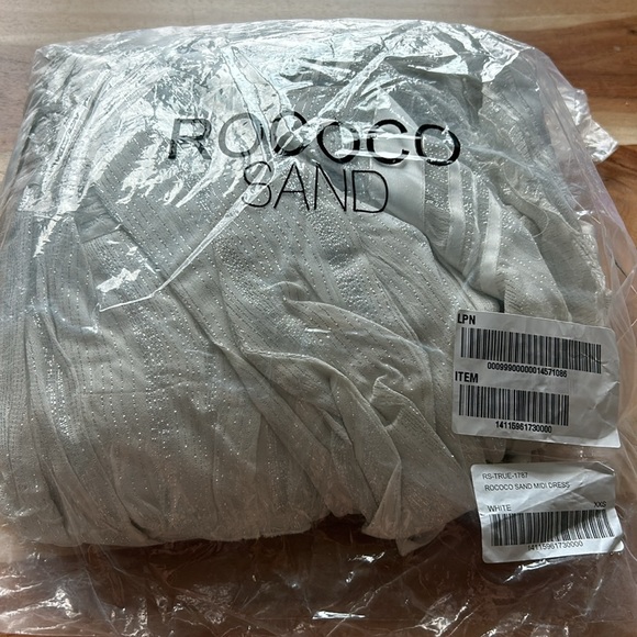 NWT Rococo Sand True Halter Wrap Midi Metallic Dress - Picture 2 of 2